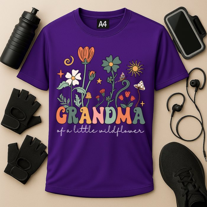 Grandma Of A Little Wildflower Family Matching Cooling Performance Crew T-Shirt