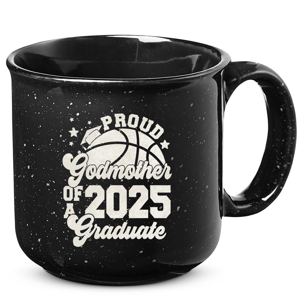 Godmother Of A 2025 Graduate Senior Graduation Basketball 15oz Campfire Ceramic Mug