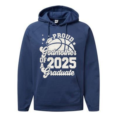 Godmother Of A 2025 Graduate Senior Graduation Basketball Performance Fleece Hoodie