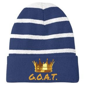 Greatest Of All Time GOAT Striped Beanie with Solid Band