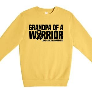 Grandpa Of A Warrior White Ribbon Lung Cancer Awareness Gift Premium Crewneck Sweatshirt