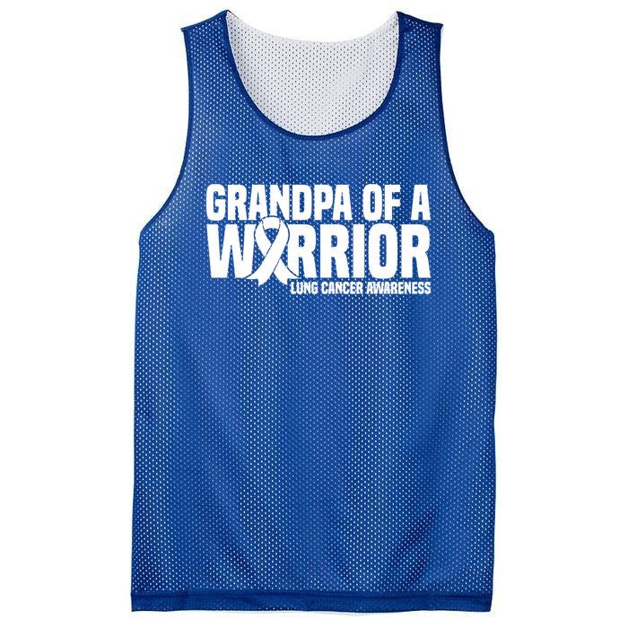 Grandpa Of A Warrior White Ribbon Lung Cancer Awareness Gift Mesh Reversible Basketball Jersey Tank