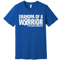 Grandpa Of A Warrior White Ribbon Lung Cancer Awareness Gift Premium T-Shirt