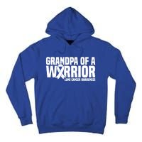 Grandpa Of A Warrior White Ribbon Lung Cancer Awareness Gift Tall Hoodie