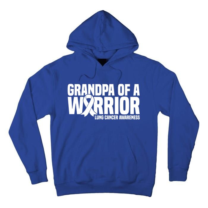 Grandpa Of A Warrior White Ribbon Lung Cancer Awareness Gift Tall Hoodie