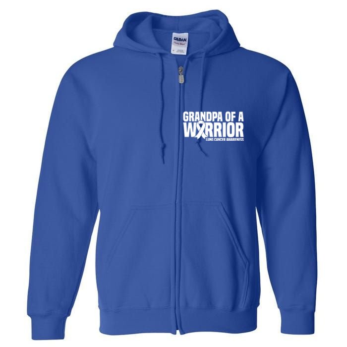 Grandpa Of A Warrior White Ribbon Lung Cancer Awareness Gift Full Zip Hoodie