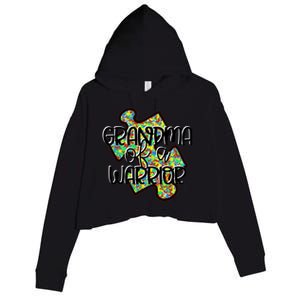 Grandma Of A Warrior Autism Awareness Acceptance Gift Great Gift Crop Fleece Hoodie