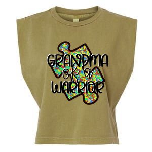 Grandma Of A Warrior Autism Awareness Acceptance Gift Great Gift Garment-Dyed Women's Muscle Tee