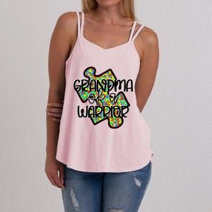 Grandma Of A Warrior Autism Awareness Acceptance Gift Great Gift Women's Strappy Tank