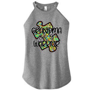 Grandma Of A Warrior Autism Awareness Acceptance Gift Great Gift Women's Perfect Tri Rocker Tank