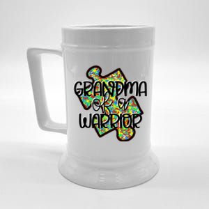 Grandma Of A Warrior Autism Awareness Acceptance Gift Great Gift Beer Stein