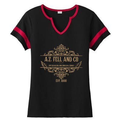 Good Omens A.Z. Fell And Co Antiquarian And Unusual Books Ladies Halftime Notch Neck Tee