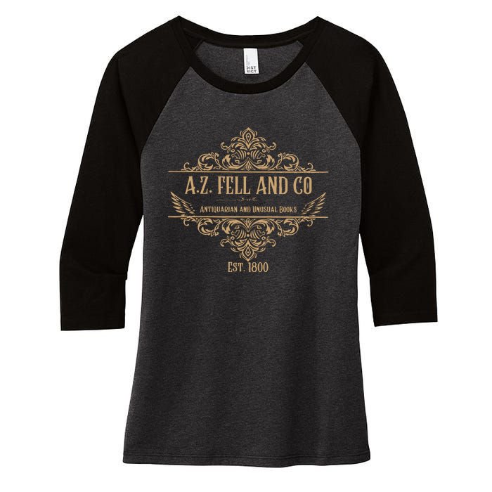 Good Omens A.Z. Fell And Co Antiquarian And Unusual Books Women's Tri-Blend 3/4-Sleeve Raglan Shirt