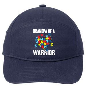 Grandpa Of A Warrior Cute Autism Awareness Puzzle Gift 7-Panel Snapback Hat