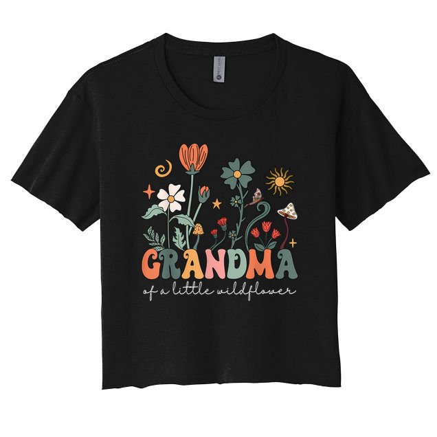 Grandma Of A Little Wildflower Girl Women Family Matching Crop Top
