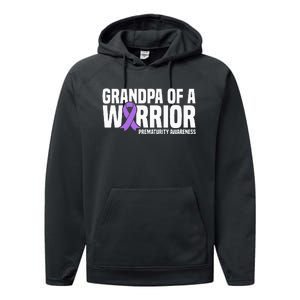 Grandpa of a Warrior NICU Prematurity Awareness Performance Fleece Hoodie