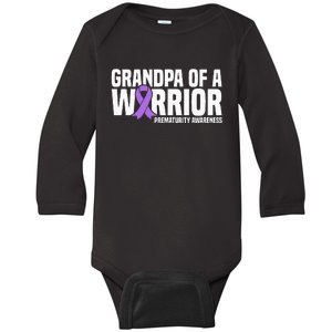 Grandpa of a Warrior NICU Prematurity Awareness Baby Long Sleeve Bodysuit