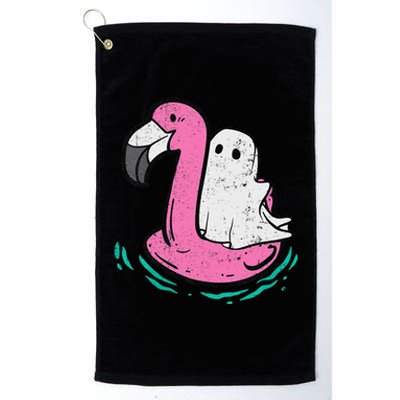 Ghost On A Pool Funny Spooky Summer Summer Ween Platinum Collection Golf Towel