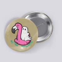 Ghost On A Pool Funny Spooky Summer Summer Ween Button