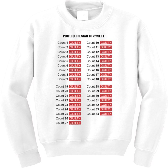 Guilty On All 34 Counts Kids Sweatshirt