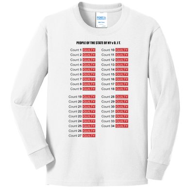 Guilty On All 34 Counts Kids Long Sleeve Shirt