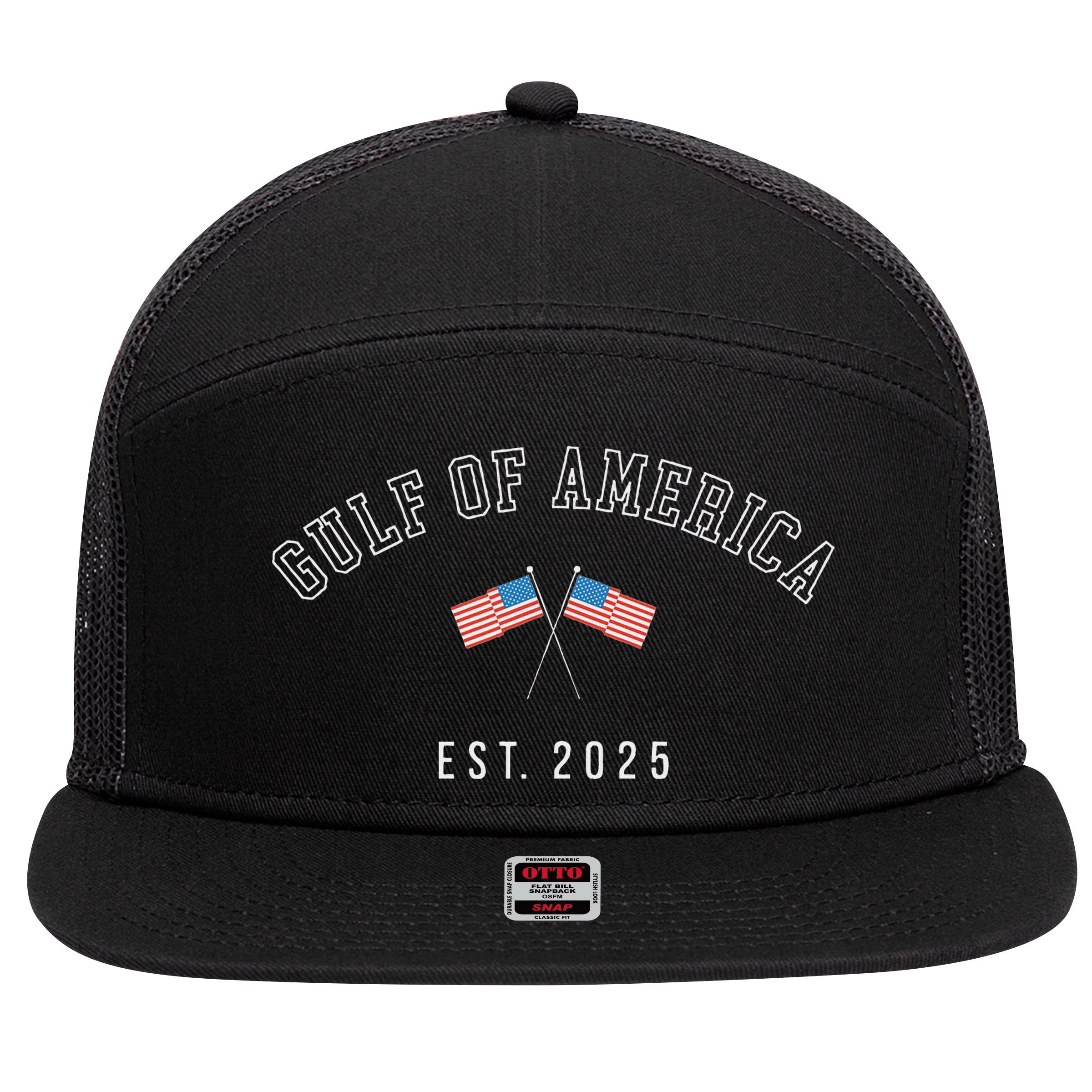 Gulf Of America Est.2025 7 Panel Mesh Trucker Snapback Hat