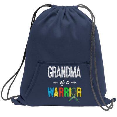 Grandma Of A Warrior Autism Awareness Support Sweatshirt Cinch Pack Bag