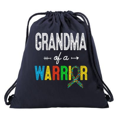 Grandma Of A Warrior Autism Awareness Support Drawstring Bag