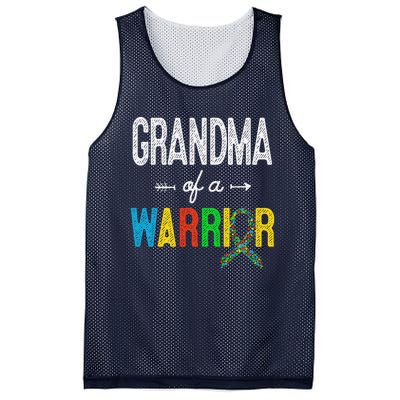 Grandma Of A Warrior Autism Awareness Support Mesh Reversible Basketball Jersey Tank