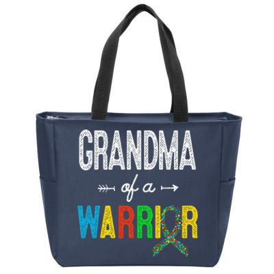 Grandma Of A Warrior Autism Awareness Support Zip Tote Bag