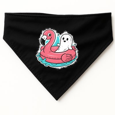 Ghost On A Pool Funny Spooky Summer Summerween Halloween USA-Made Doggie Bandana