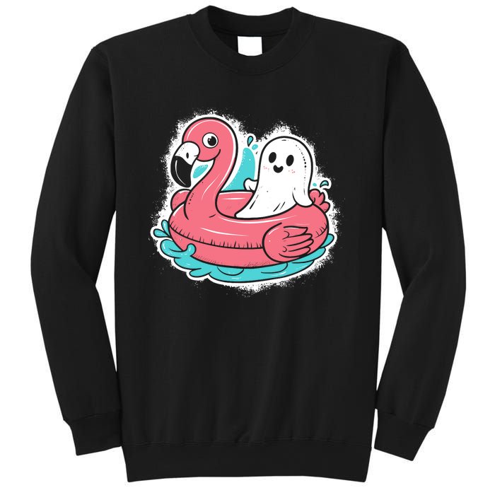 Ghost On A Pool Funny Spooky Summer Summerween Halloween Sweatshirt