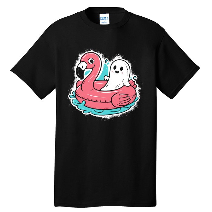 Ghost On A Pool Funny Spooky Summer Summerween Halloween Tall T-Shirt