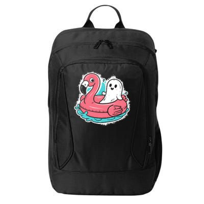 Ghost On A Pool Funny Spooky Summer Summerween Halloween City Backpack