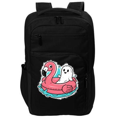 Ghost On A Pool Funny Spooky Summer Summerween Halloween Impact Tech Backpack