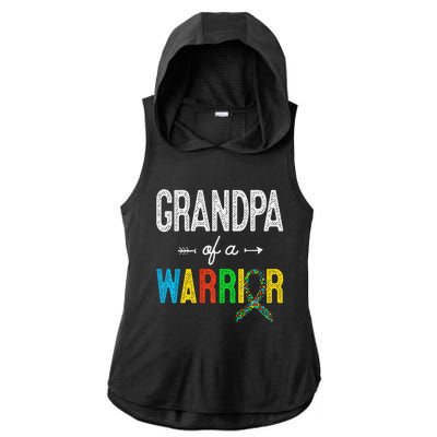 Grandpa Of A Warrior Autism Awareness Support Ladies PosiCharge Tri-Blend Wicking Draft Hoodie Tank