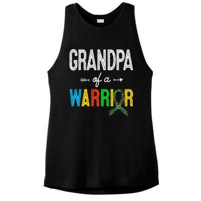 Grandpa Of A Warrior Autism Awareness Support Ladies PosiCharge Tri-Blend Wicking Tank