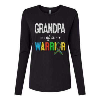 Grandpa Of A Warrior Autism Awareness Support Womens Cotton Relaxed Long Sleeve T-Shirt