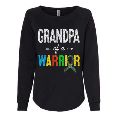 Grandpa Of A Warrior Autism Awareness Support Womens California Wash Sweatshirt