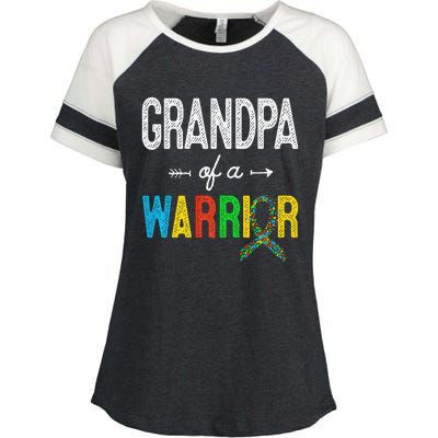 Grandpa Of A Warrior Autism Awareness Support Enza Ladies Jersey Colorblock Tee