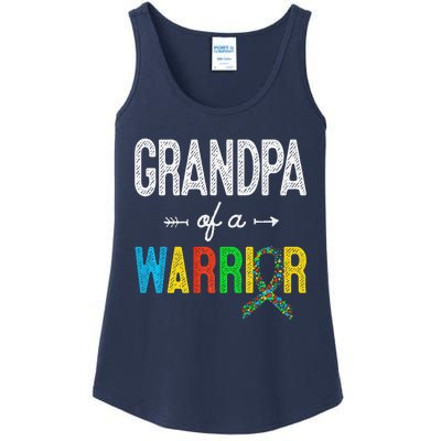 Grandpa Of A Warrior Autism Awareness Support Ladies Essential Tank