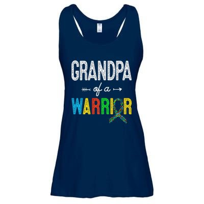 Grandpa Of A Warrior Autism Awareness Support Ladies Essential Flowy Tank