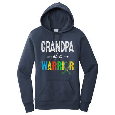 Grandpa Of A Warrior Autism Awareness Support Women's Pullover Hoodie