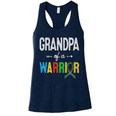 Grandpa Of A Warrior Autism Awareness Support Women's Racerback Tank