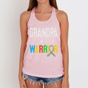 Grandpa Of A Warrior Autism Awareness Support Women's Knotted Racerback Tank