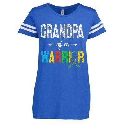 Grandpa Of A Warrior Autism Awareness Support Enza Ladies Jersey Football T-Shirt