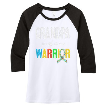 Grandpa Of A Warrior Autism Awareness Support Women's Tri-Blend 3/4-Sleeve Raglan Shirt