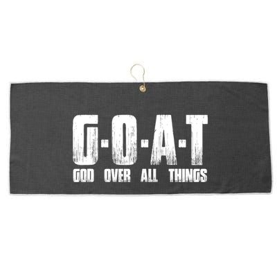 G O A T God Over All Thing Man Of God Goat Christian Thing Large Microfiber Waffle Golf Towel