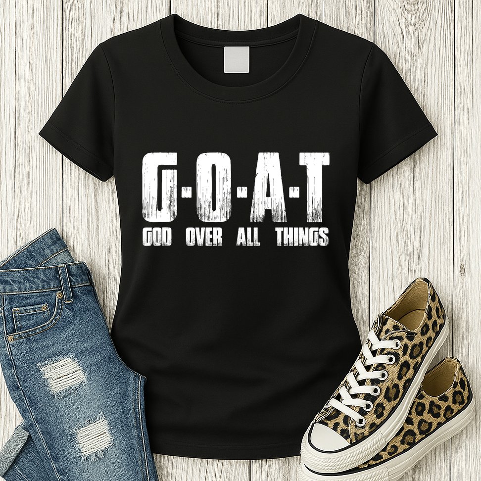 G O A T God Over All Thing Man Of God Goat Christian Thing Womens T-Shirt