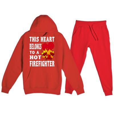 Girlfriend Of A Firefighter Cute Gift Premium Hooded Sweatsuit Set